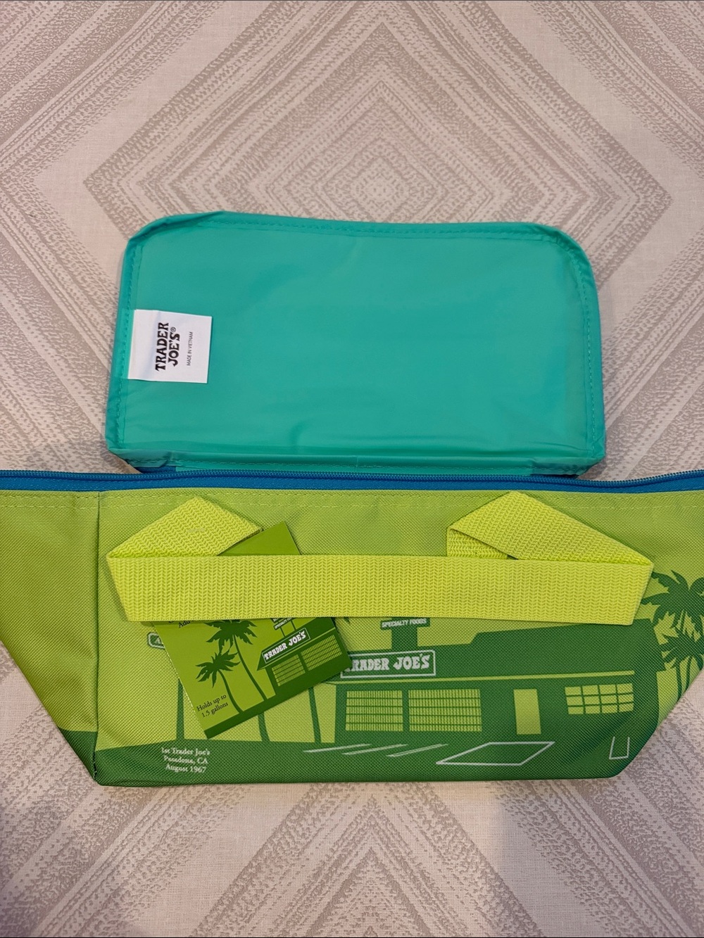 Trader Joe’s Summer 2026 Mini Insulated Lunch Bag Green & Blue Limited Edit